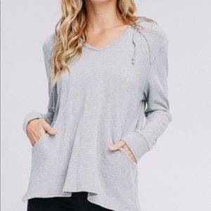 Ella comfy asymmetric pocket hoodie Gray